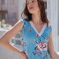 Short sleeve V flower shirt for women