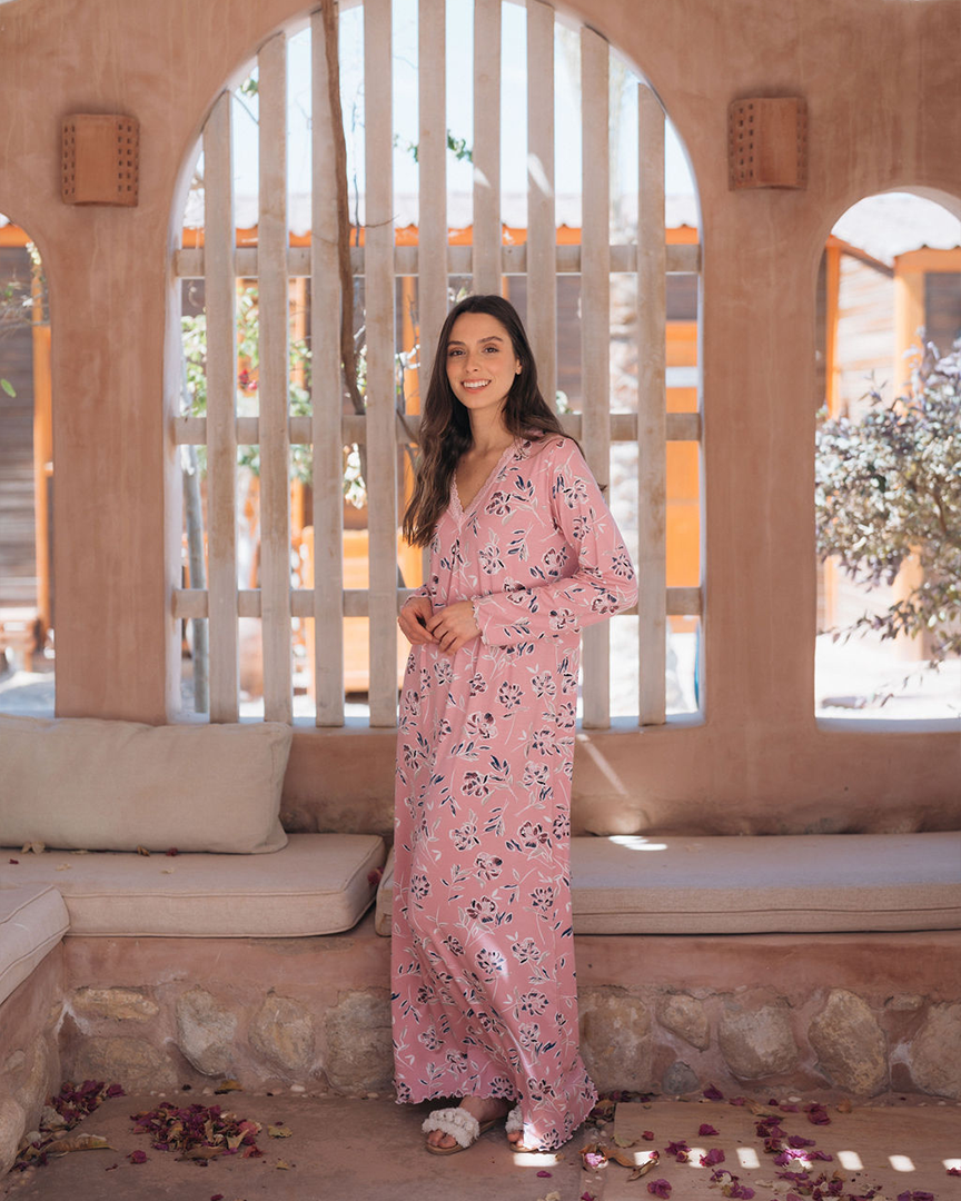 Long sleeve floral V shirt for women