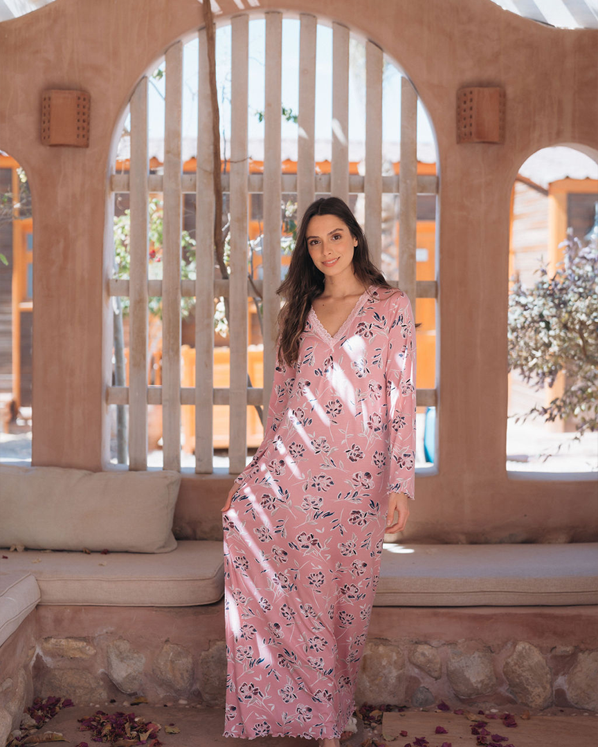 Long sleeve floral V shirt for women