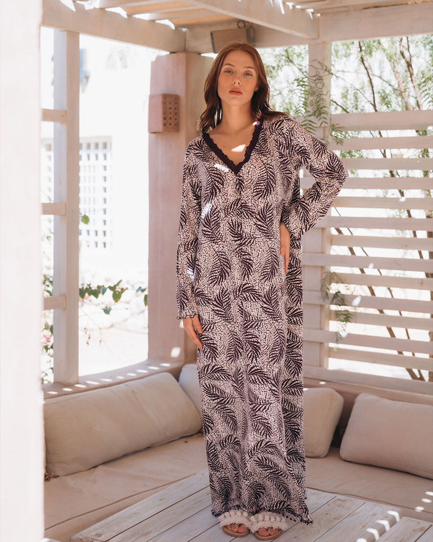 كم طويل مشجرV قميص حريمي