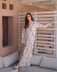 Long sleeve floral V shirt for women