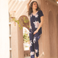 Half sleeve flower V pajamas for women