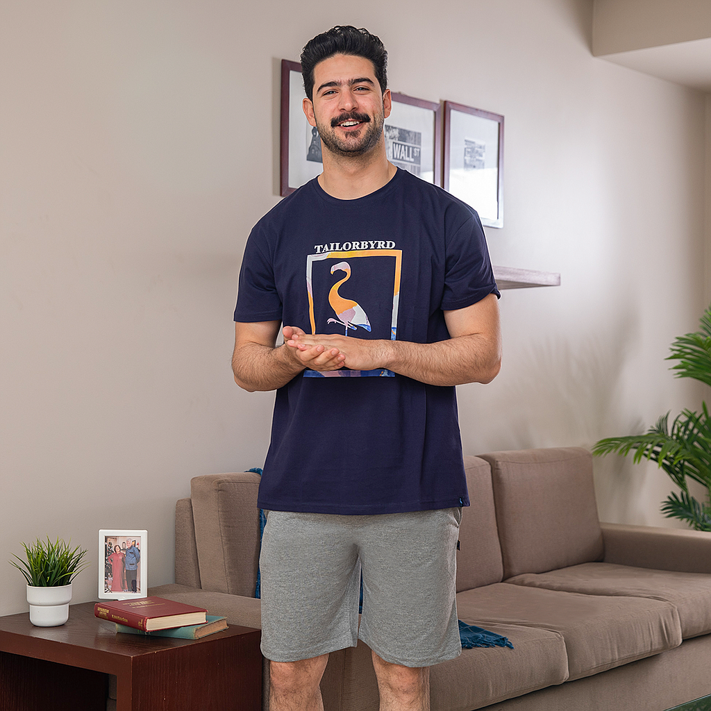 Square Flamingo pajama shorts for men