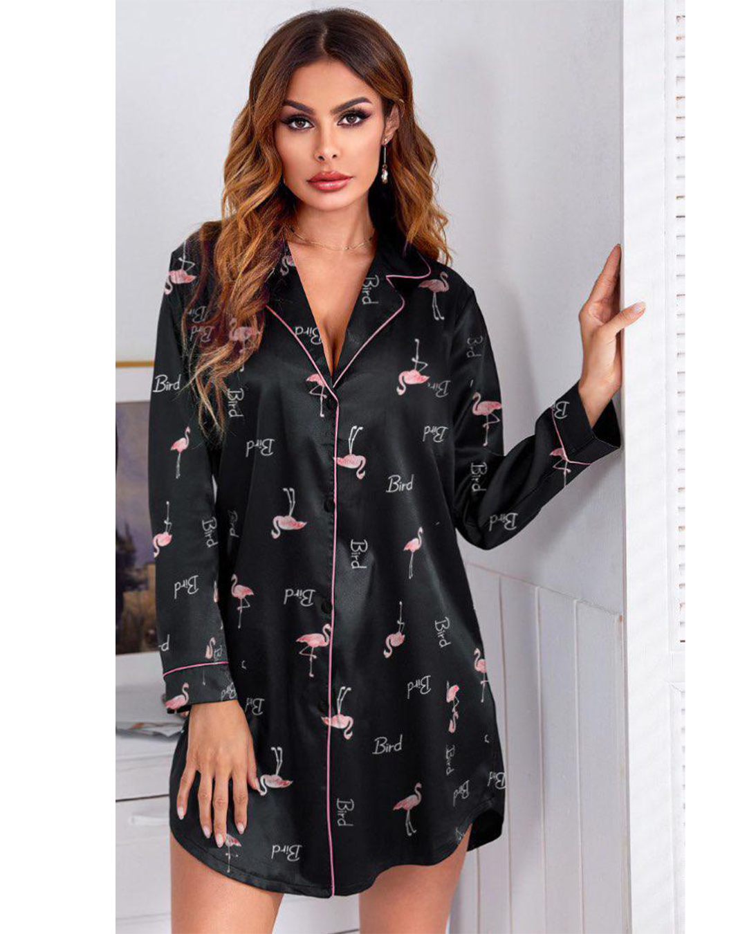 Women's classic short-sleeved flamingo shirt