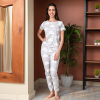 Pajamas half sleeve zipper pants for women