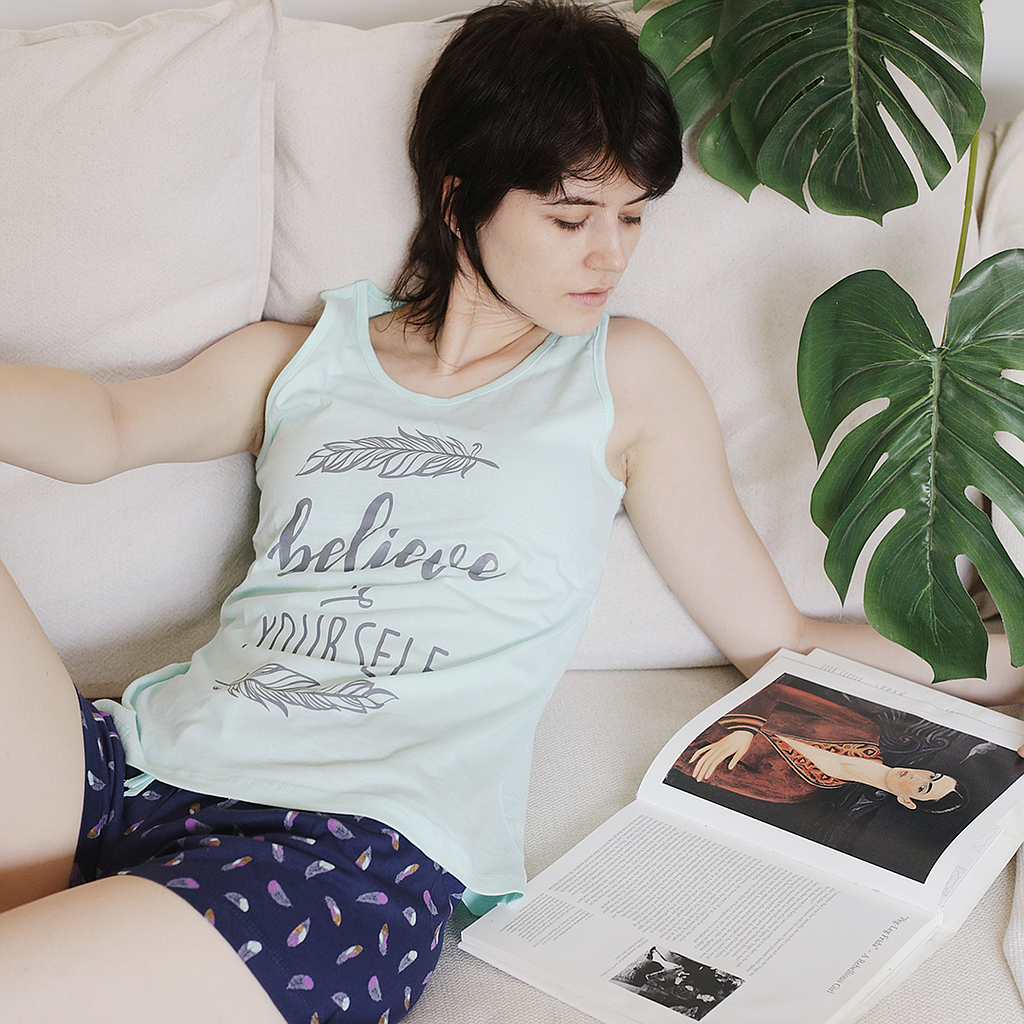 Belive in yourselfبيجاما كت حريمي