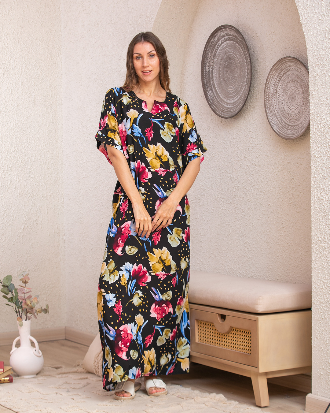 قميص فسكوز نص كم مشجر 86