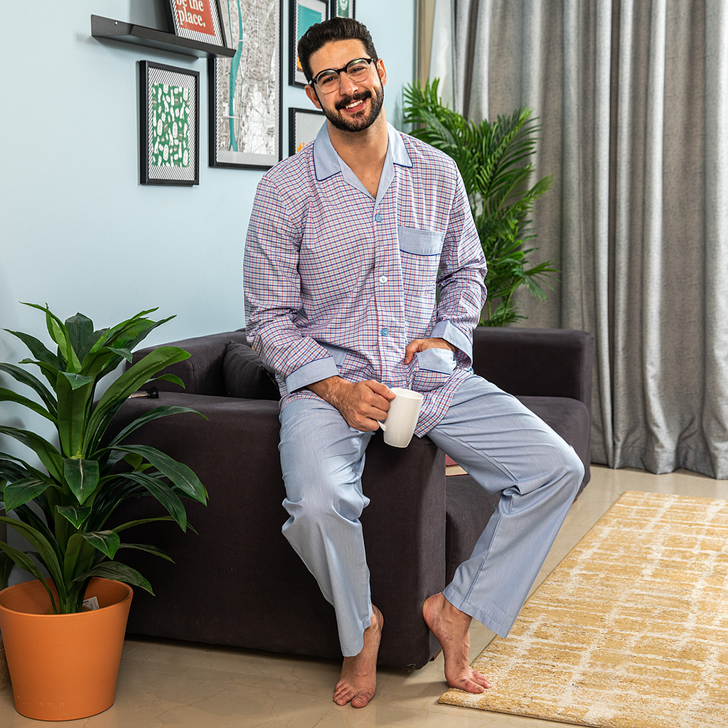 بيجاما رجالي كلاسيك كاروهات بكوله