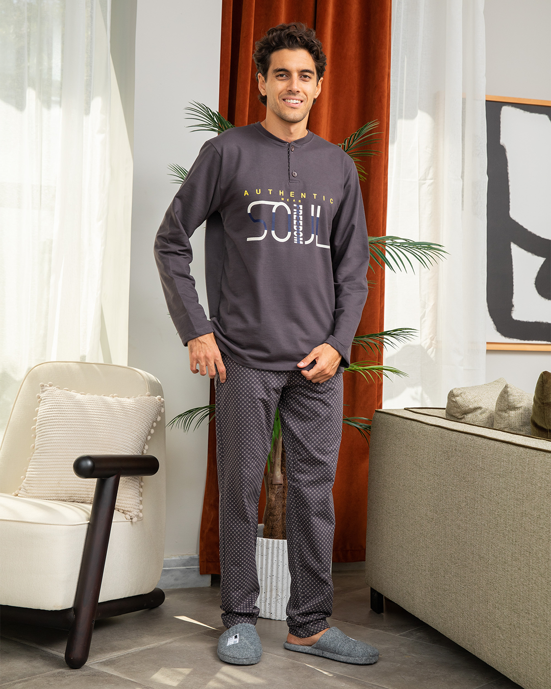 Men's pajama polo Melton printed