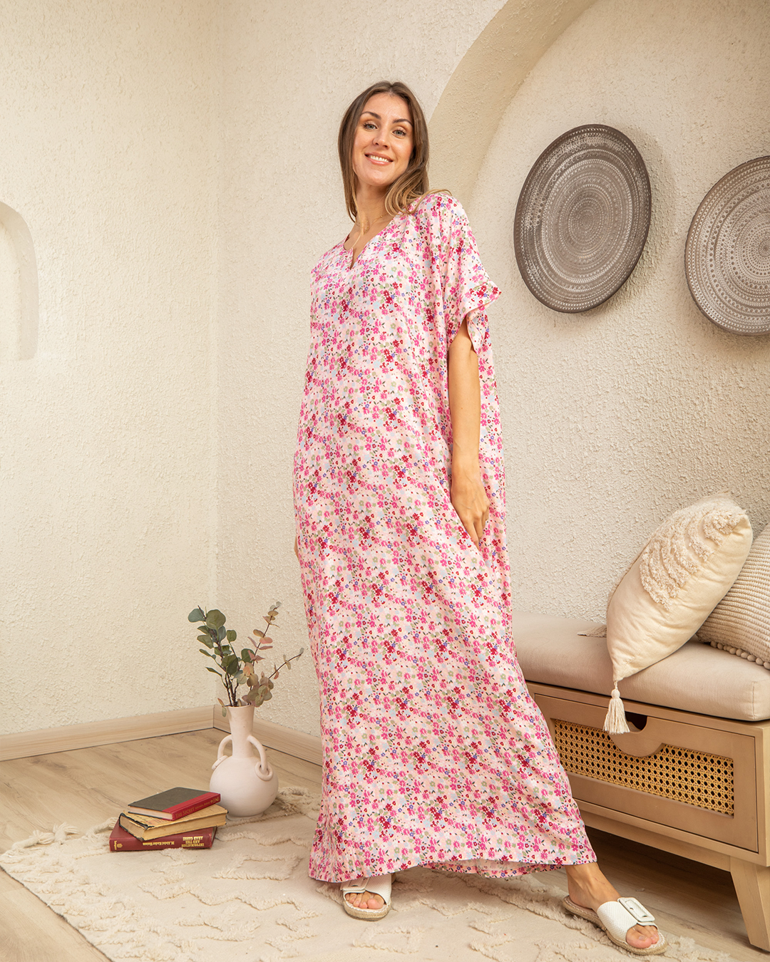 قميص فسكوز نص كم مشجر 84