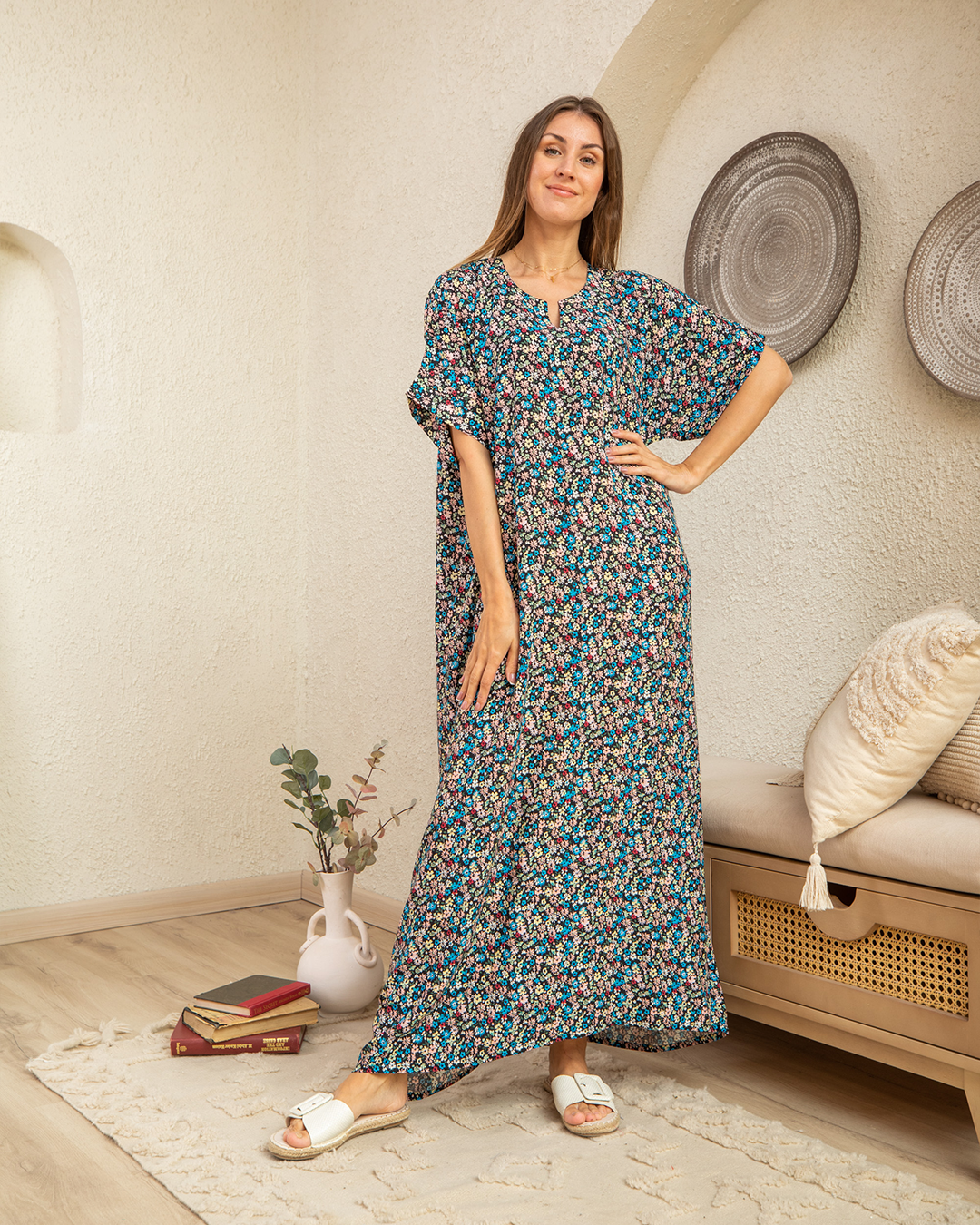 قميص فسكوز نص كم مشجر 84