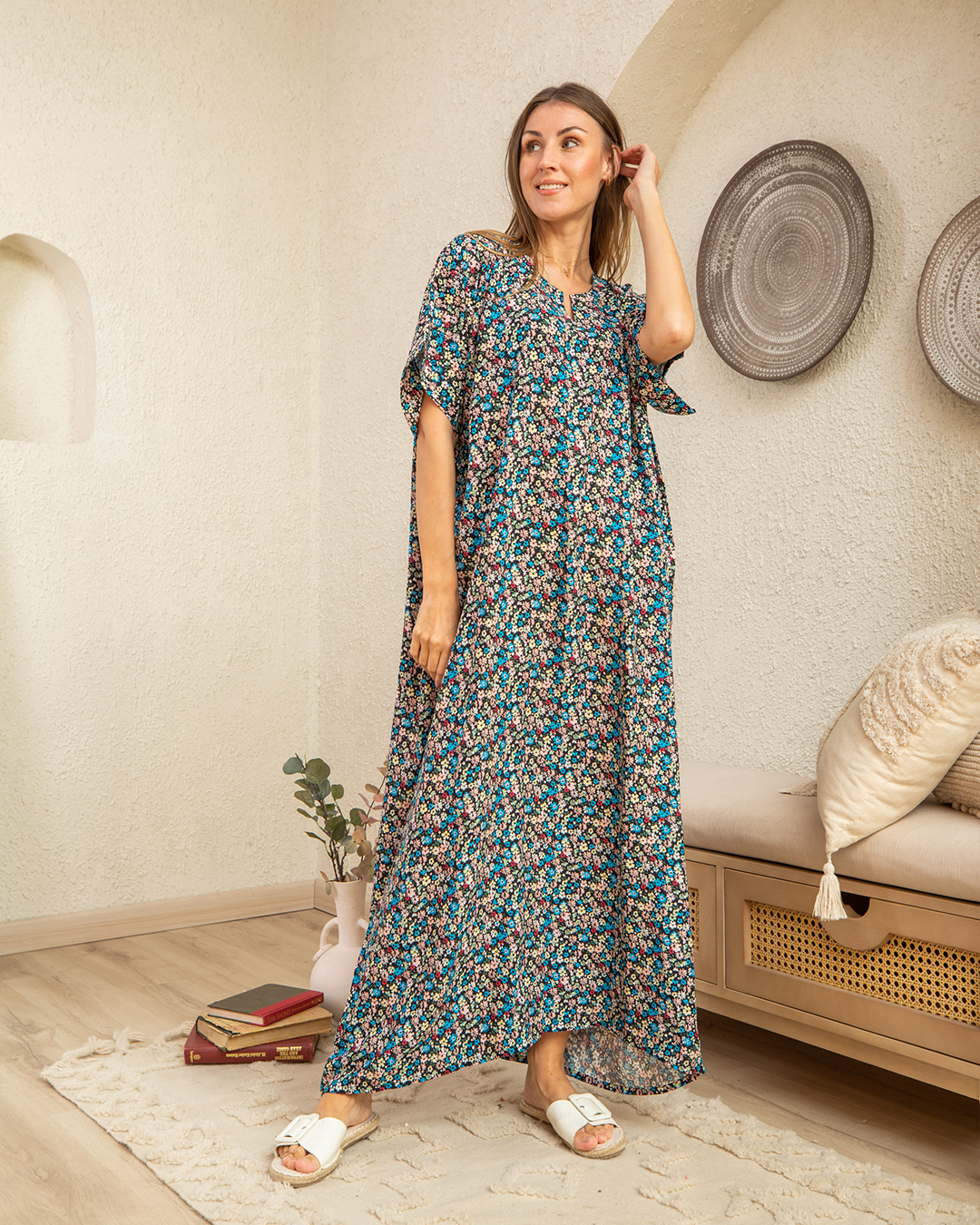 قميص فسكوز نص كم مشجر 84