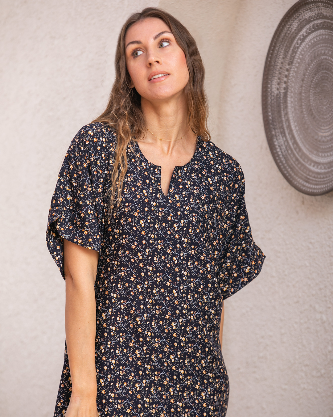 قميص فسكوز نص كم مشجر 87