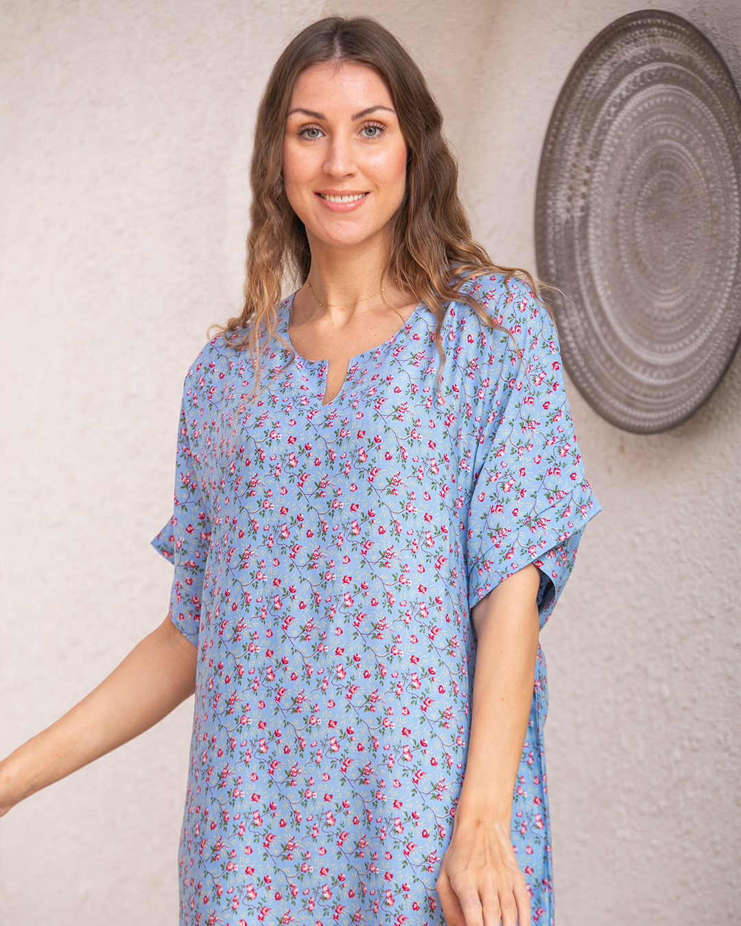 قميص فسكوز نص كم مشجر 87