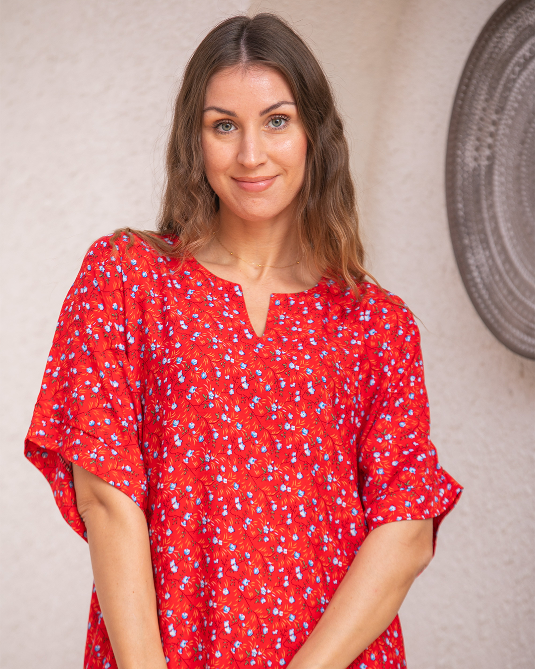 قميص فسكوز نص كم مشجر 87