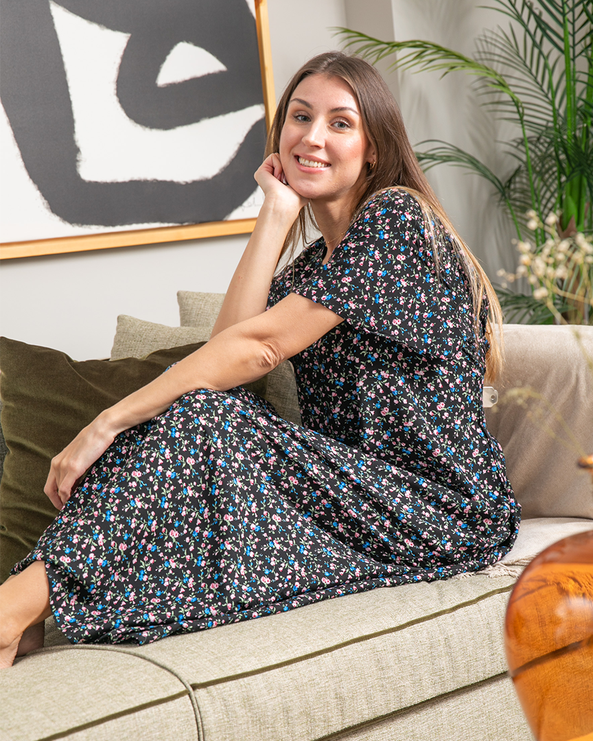 قميص فسكوز نص كم مشجر 92