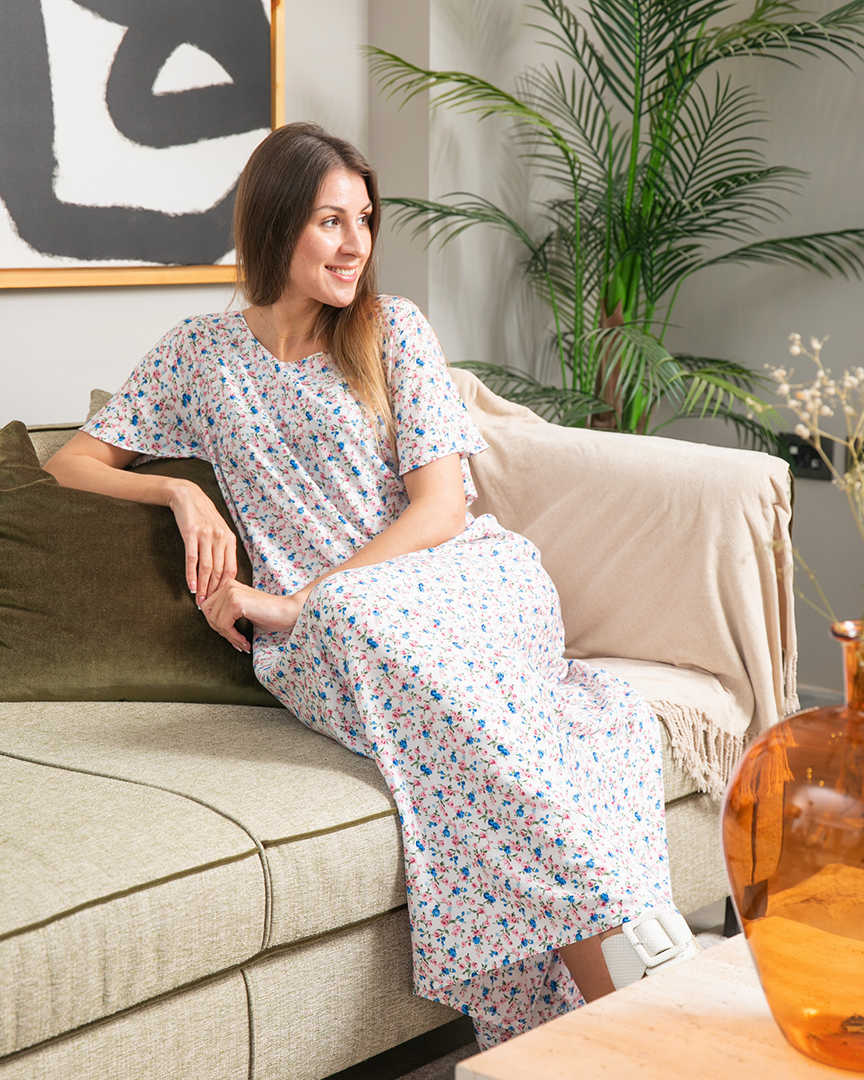 قميص فسكوز نص كم مشجر 92