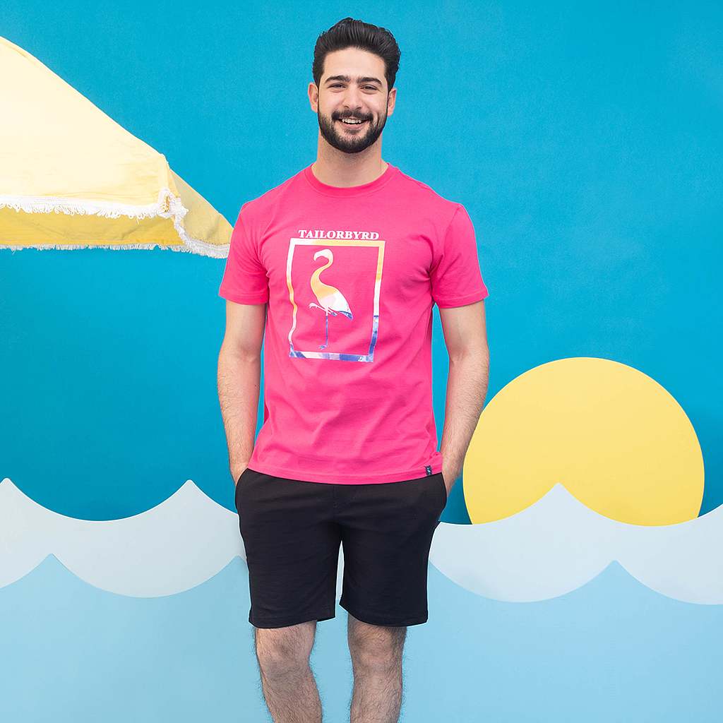 Square Flamingo pajama shorts for men