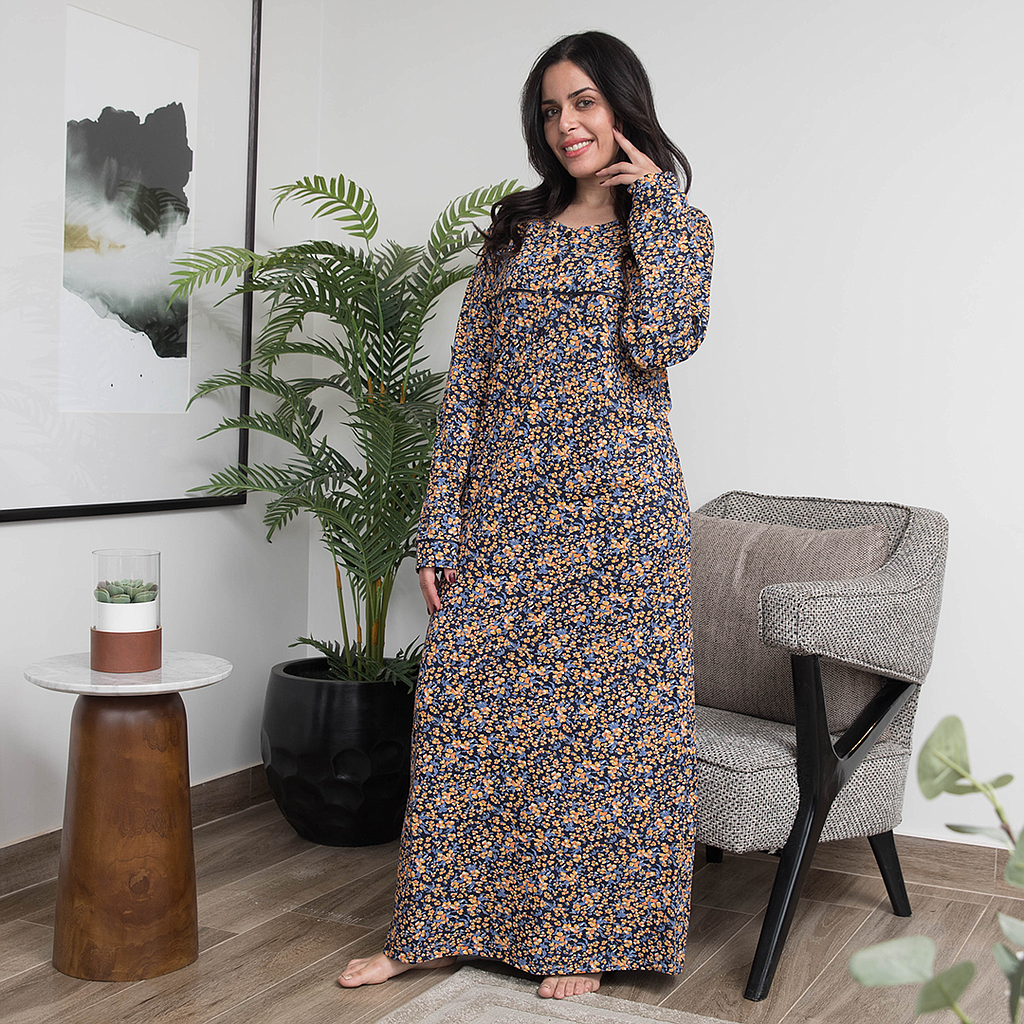 عبايه بكم مشجر حريمي قطن