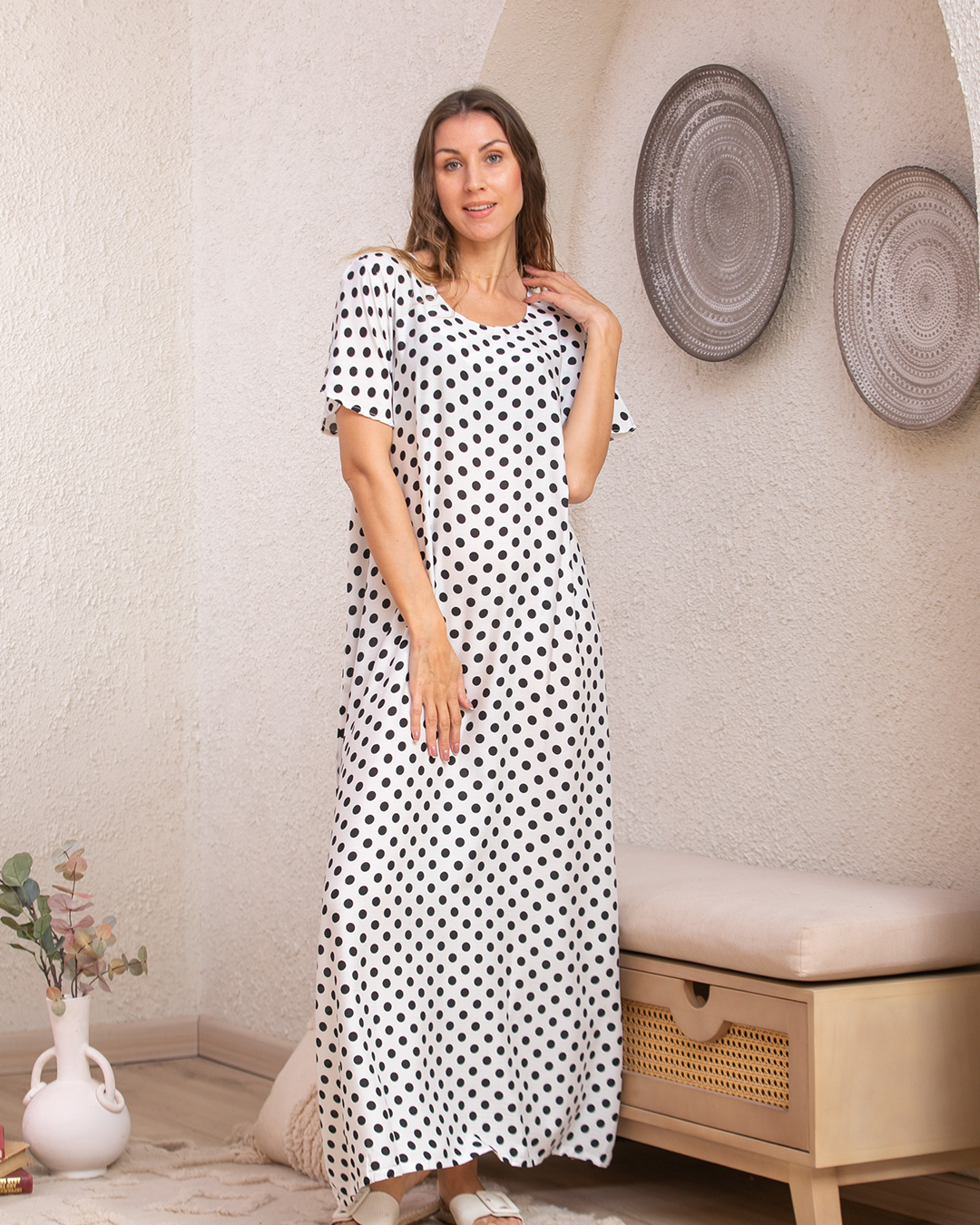 قميص فسكوز نص كم مشجر 89