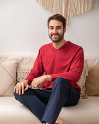 V collar men's pajamas