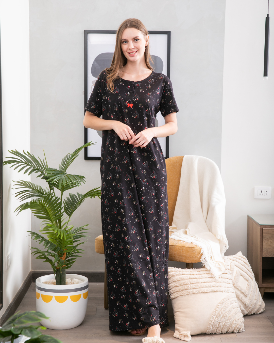 Women's shirt, half sleeves, rotary, branches