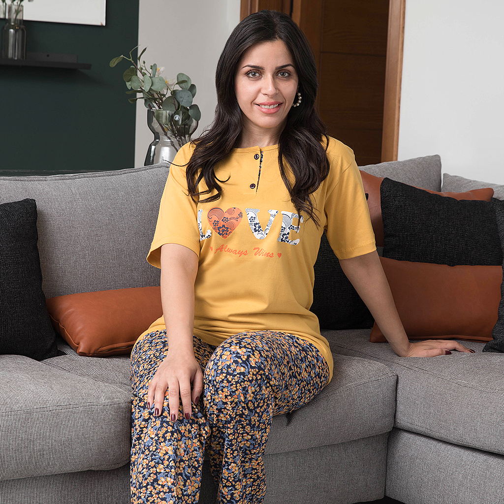 love بيجاما بنطلون نص كم