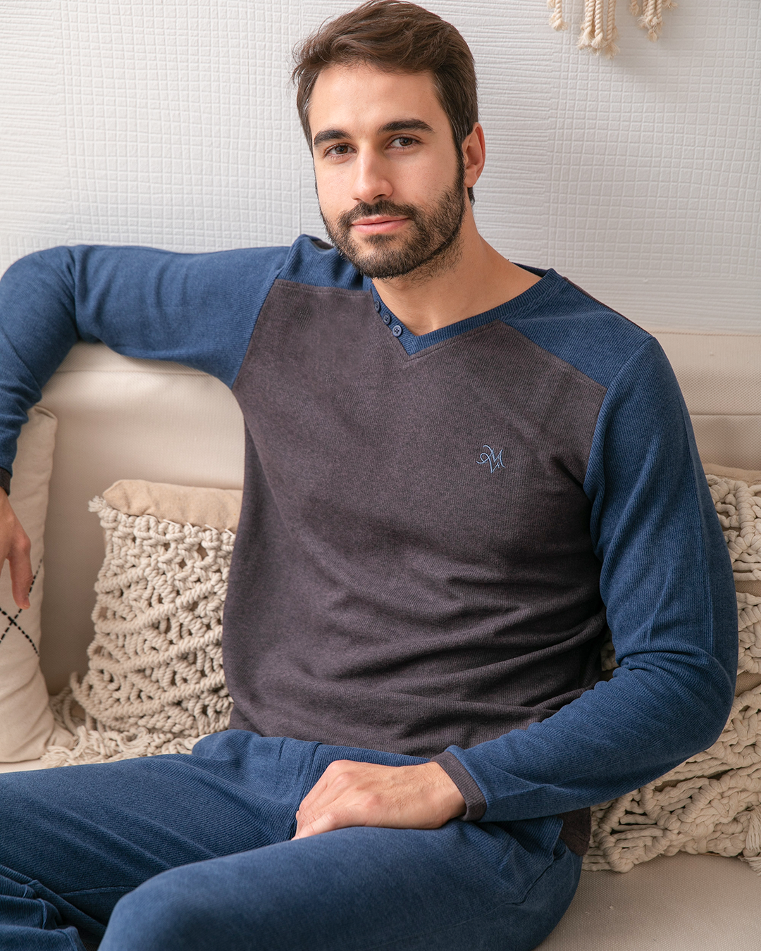 بيجامه رجالي كاشمير رقبه سبعه  ببنطلون