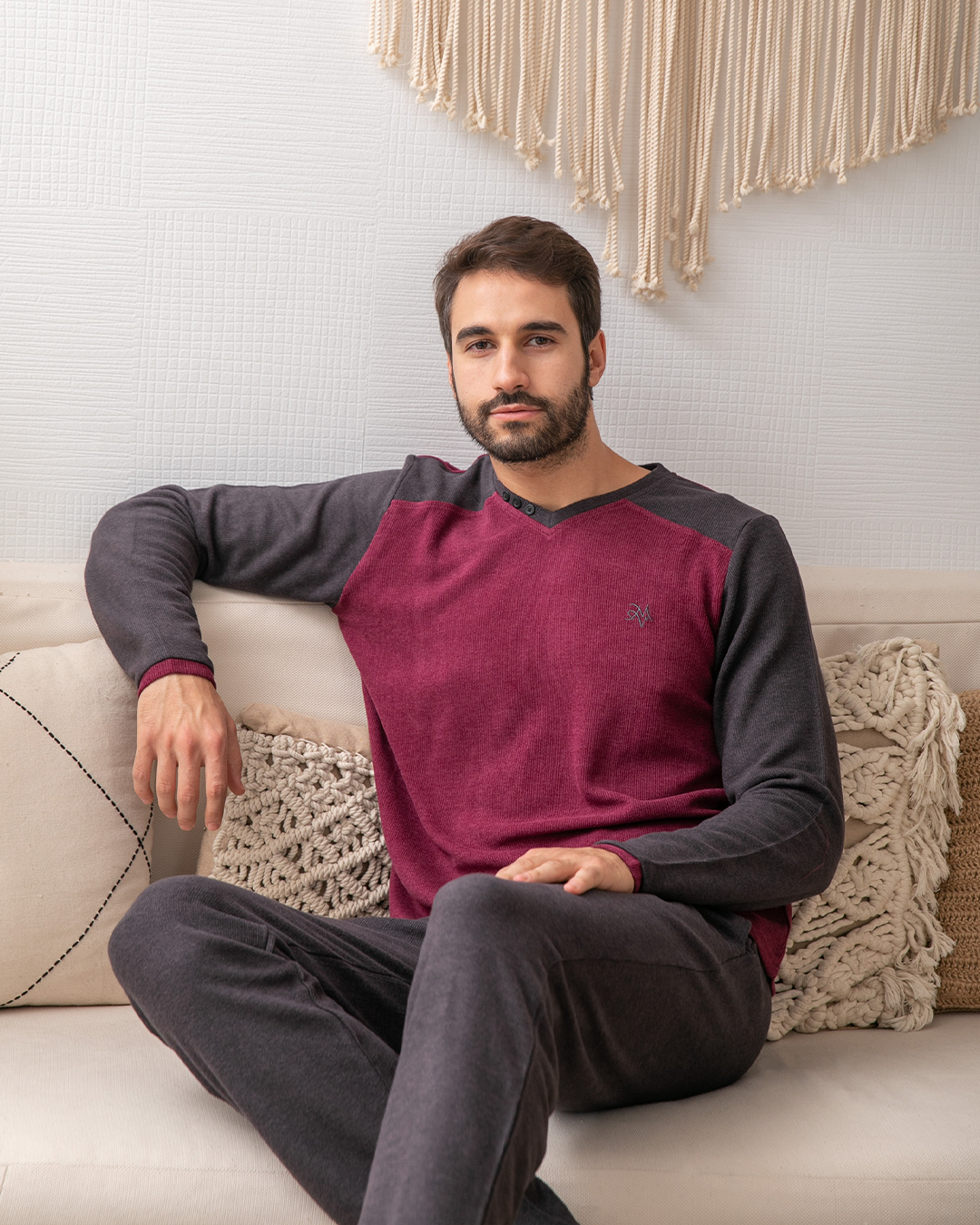 بيجامه رجالي كاشمير رقبه سبعه  ببنطلون