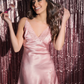 Satin strapless nightgown with lace