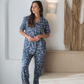 Women's pajamas, half sleeves, classic trousers