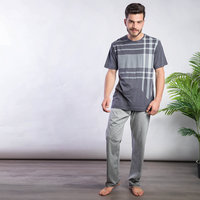 Pajamas, half sleeves, check pants