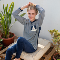 بيجاما حريمي مقلم ارنوب