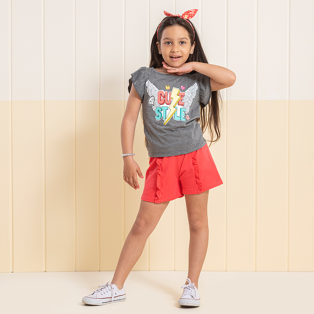 Cute style بيجاما بناتى نص كم فراشه وشورت
