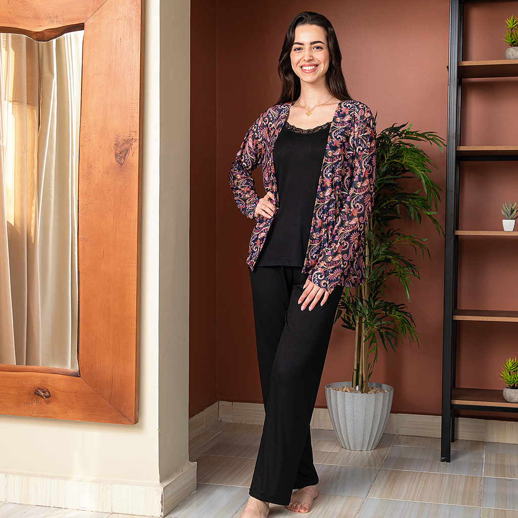 Pajamas, half sleeves, 3 s, embossed cashmere