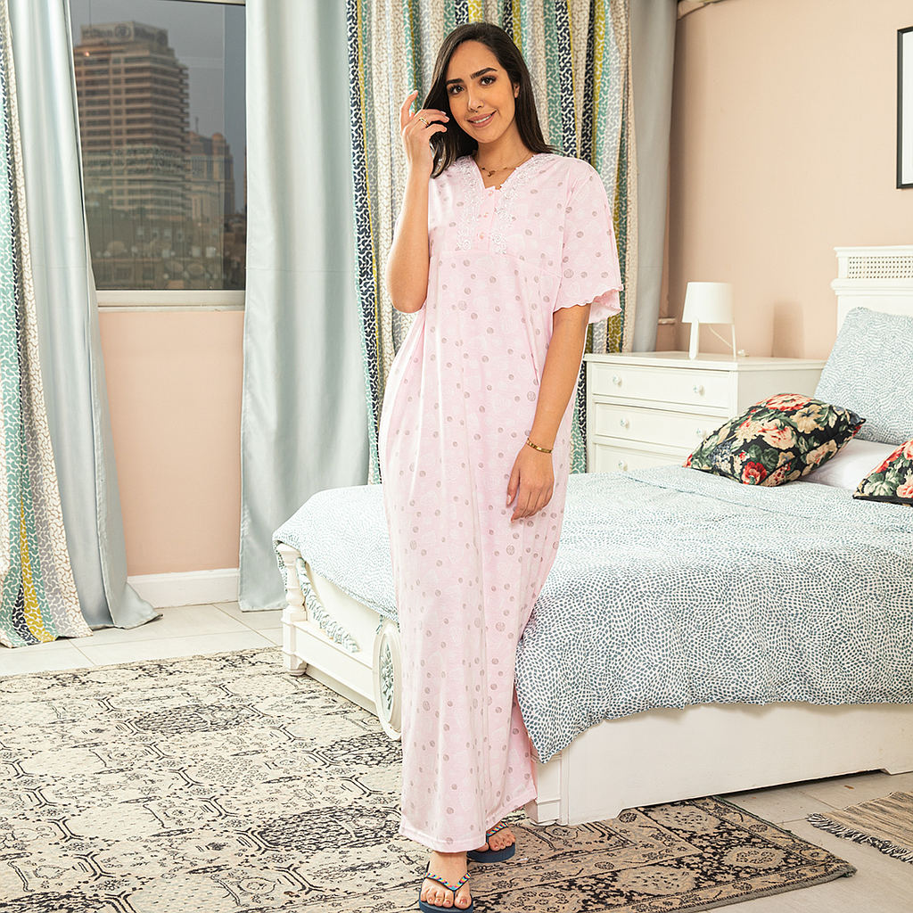 قميص نوم دواير وقلوب نص كم