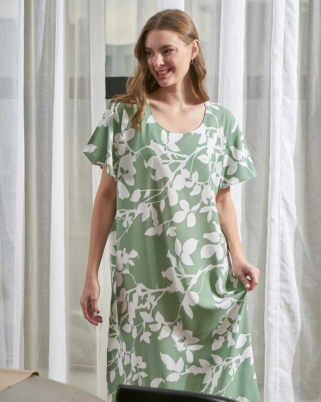 قميص فسكوز نص كم مشجر 96