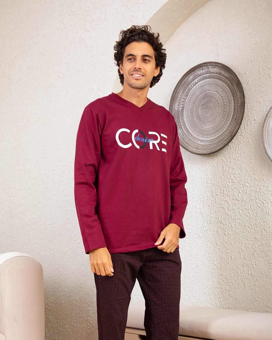 Melton Printed V Diamond Pajama Pants for Men