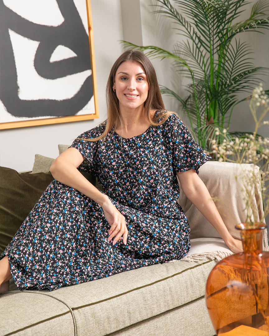 قميص فسكوز نص كم مشجر 92