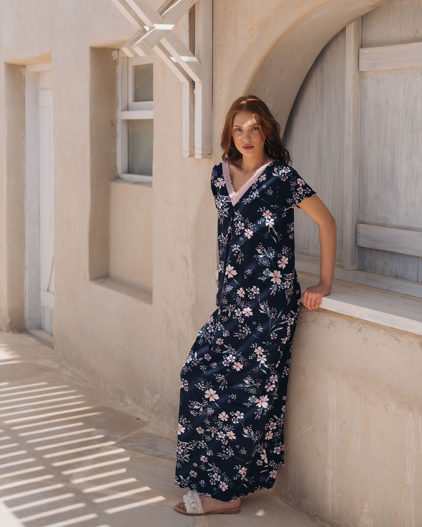 نص كم ورد طويلV قميص حريمي