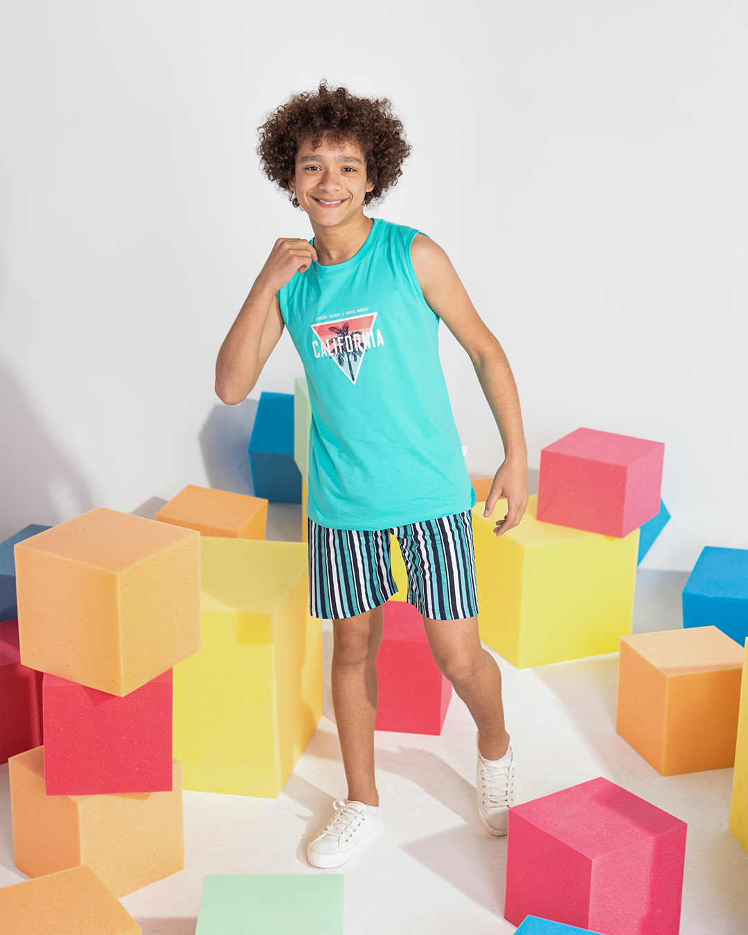 CALIFORNIA Boys Suspender Pajamas* Striped Shorts in Length