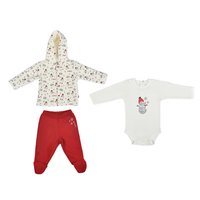 Girls' pajamas, 3 pieces, houses and snow