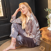 بيجامه حريمي مقلم طول بنطلون