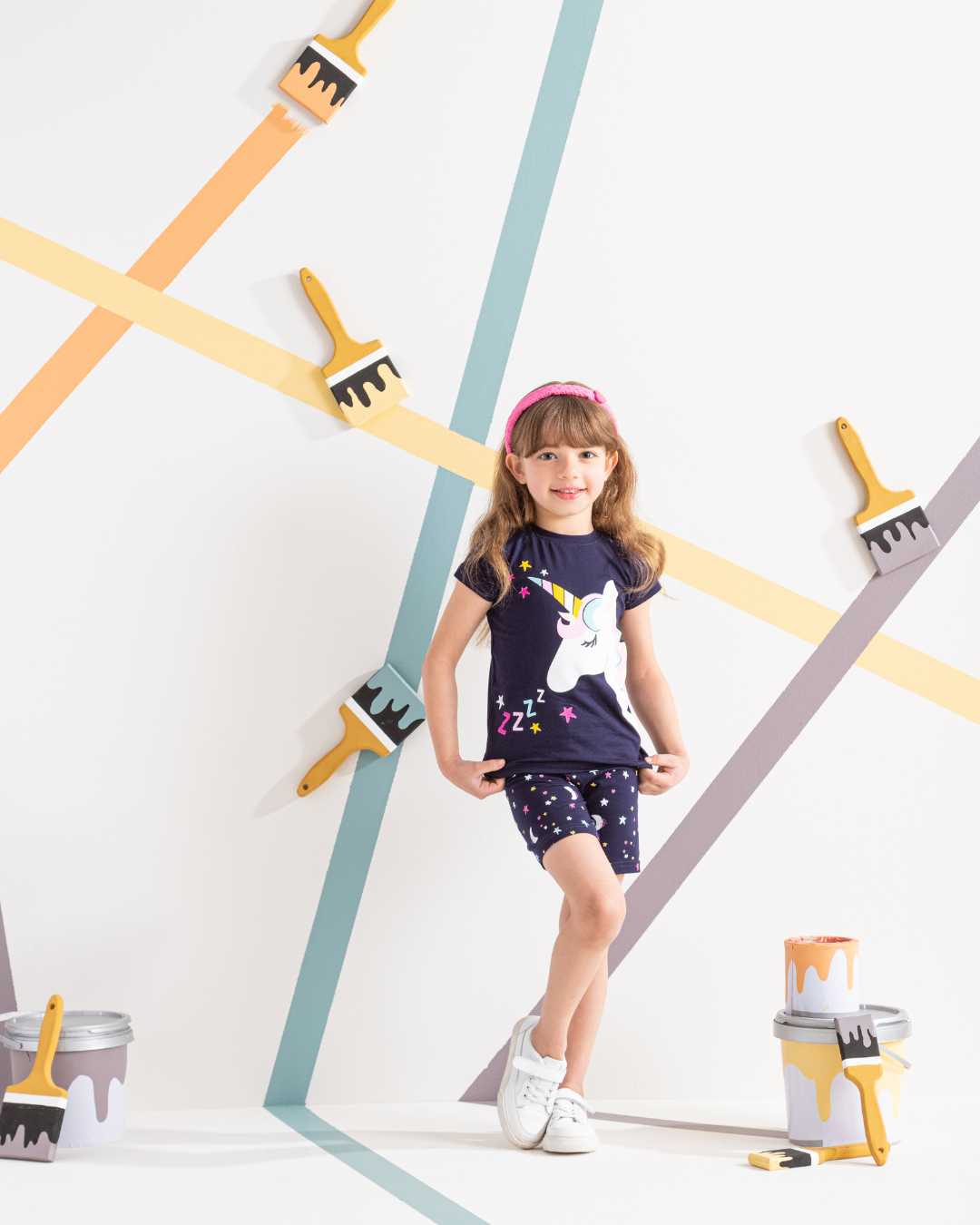 بيجاما بناتي يونيكورن شورت مطبوع نجوم