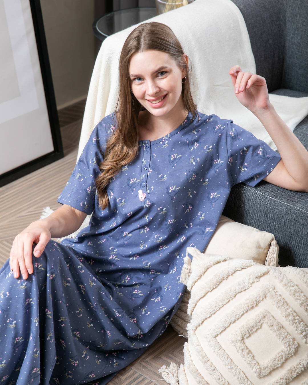 Women's shirt, half sleeves, rotary, branches