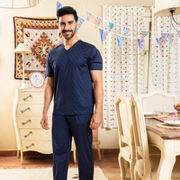 Men's navy blue printed pajamas