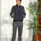 Plain men's pajamas with a micro zipper