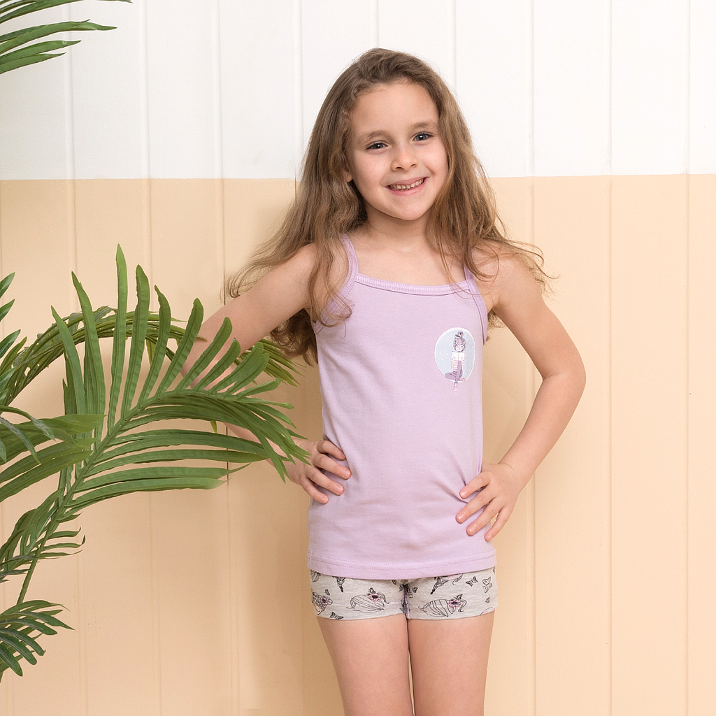 Girls' set with a girl and stars print