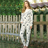 Women's pajamas, trees and birds