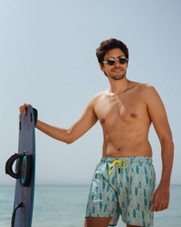 Men's swimsuit shorts with pineapple print